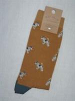 BNWT FAT FACE Mens Terrier Dog Socks Mustard Yellow Size 9.5 - 11