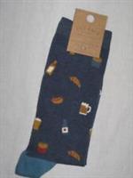 BNWT FAT FACE Mens Bar Snacks & Beer Socks Navy Blue Size 6.5 - 9