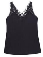 Ex-FatFace Ladies Black 'Amelie' Lace Trim Cotton Vest Camisole Top - Second - 6 - 6 Regular