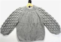 Chunky knit Grey fat Bauble knit JUMPER size M uk 8 10 12 oversized ribbon face - M Regular