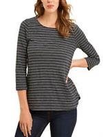 Ex-Fat Face Ladies Navy Blue Sparkle Striped Tulip Top - BNWOT - 6 - 6 Regular