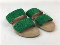 Women's Fatface Crochet Slider Size 4 Green Slip On Leather NWOB