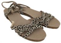 FatFace Women's Beth Strappy Sandals Size 6 Brown Animal Print Leather New F1