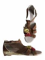 Fat Face Flat Sandals Tan Suede T Bar Tassels Lightweight Size 8 41 NEW!