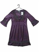 Fat Face Cherry Dress Jersey Maroon Embroidered 3/4 Sleeve Size 8 NEW RRP £55! - 8 Regular