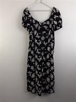 Fat Face Lotus Embroidered Midi Dress Black Size 14 Puff Sleeve NEW F2 - 14 Regular