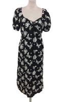 FatFace Women's Dress Size 14 Black White Floral Embroidery Tie Neck Zip New F1 - 14 Regular