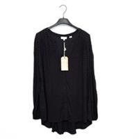 Fat Face Black Brown Eva Micro Star Longline Crinkle Henley Blouse - Size 8 NEW - 8 Regular