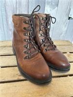 FAT FACE BROWN LEATHER Lace up Ankle Boots Biker Size 6 Eur 39 NWOT