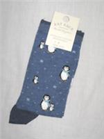 FAT FACE Ladies Fluffy Penguin Socks  Blue  Size 4 - 7