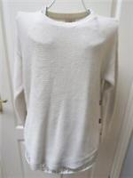 Fat Face Jumper Knit Size 12 Ivory Button Sides Tunic Round Neck Apres Ski - 12 Regular