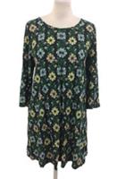 Seasalt Women's Top Size 14 Navy Green Mix Floral Tunic Pleat L/Sleeve New F1 - 14 Regular