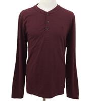 Fatface Men's Top Size XL Maroon Henley Claret Long Sleeve Woodside Slub New F1 - XL Regular