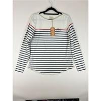 BNWT Fat Face Cream Ivory Usa Breton Striped Top Boat Neck Size UK 10 RRP &pound;32
