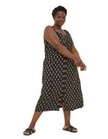 BNWT Fat Face Dress Corey Woodblock Linen Button Up Black UK 24 R RRP &pound;79 - 24 Regular