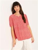 Fat face Lyndy Red Coral Texture Regular Blouse Size Uk 14 R New With Tags