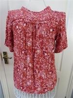 Fat Face Blouse Top Size 12 Burnt Orange Abstract Print Terracotta India - 12 Regular