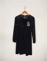 FatFace Black Dress 8 UK Velour Long Sleeve Knee Length Party New Womens - 8 Regular