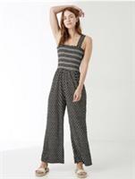 Fat Face BNWT Jumpsuit UK 10 Eu 38 Spirit Black Cream Gathered Bodice EcoVero - 10 Regular