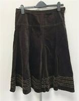 Fat Face UK10 EU38 US6 new dark brown brushed cotton frayed trim detail skirt - UK10 EU38 US6 Regular