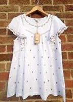 FAT FACE IVORY WHITE Leah Embroidered Blouse Top size 12 Short Sleeve Folk Boho