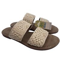 FatFace Penelope Crochet Slider, Leather, Size UK 3, EUR 36, Neutral, RRP £59.50