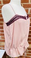 BNWT Ladies Fatface Size 16 Burgundy & Peach Cami Top Lace Trim Nightwear L7 - 16 Regular