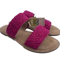 FatFace Penelope Crochet Slider, Leather, Size UK 7, EUR 41, Pink, RRP £59.50