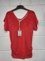 Fat Face Red T-Shirt Floral Print,Ruched Sides.Size 8.BNWT.PBF2004543 - 8 Regular