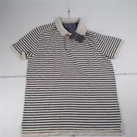 FAT FACE Polo Shirt XL Cream Navy Striped Mens Casual Short Sleeve Cotton - XL Regular