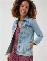 Fatface Ottilee Oversized Denim Jacket 100% Cotton Washed Blue UK Size 12 - 12 Regular