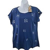 Fat Face Ivy Woodblock Graphic Print T-shirt, Size UK 12, Cap Sleeve,Indigo Blue - 12 Regular