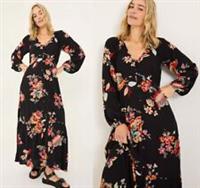 New 2025 FAT FACE Black Red Floral Print Emma Long Midi Maxi Dress size 18 R £69 - 18 Regular