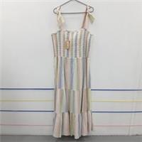Fat Face Cotton Maxi Dress UK 22 NWT Multi Stripe Shirred Bust RMF-FPL13 - 22 Plus