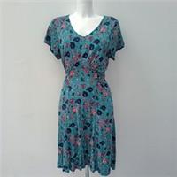 Fat Face Summer Dress UK 16 Teal Blue Pink Floral Belted New with Tags FLT-FPL