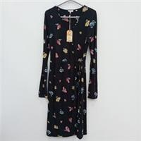 Fat Face Floral Wrap Dress Size 10 Womens Black New With Tags FLT-FPL