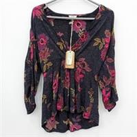 FatFace Blouse/Top UK 10 Womens Black Red Multi Long Sleeve New FLT20-DM