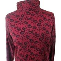 Fat Face Top Blouse Women Size 12 High Neck Cotton Burgundy Black Floral Autumn - 12 Regular
