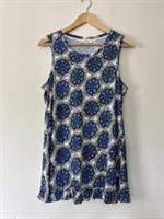 Fatface Blue Patterned Longline Vest Tank Top Size UK 10 - 10 Regular
