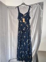 Fat Face Nita Foil Palm Jersey Maxi Dress - Blue - Size 16 - BNWT - RRP £49.50 - 16 Regular