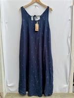 Fat Face Luna Foil Geo Sleeveless Dress Navy Blue 100% Viscose UK 16 NWT - 16 Regular