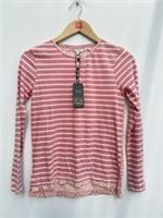 Fat Face Girls Stripe Floral Long Sleeve Top Cotton Dusty Pink Casual 1213 Yrs