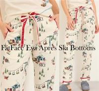 FatFace Ivory White EVA Apres Ski Festive Lounge Pants PJ Pyjama Bottoms Size 10 - 10 Regular