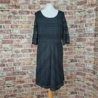 Fat Face Dress Green Lucy Chevron Lace UK 14 Knee Length 3/4 Sleeve - New - 14 Regular