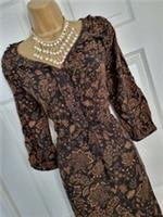 Fat Face Adeline Black Mix Ditsy Floral Dress 8 10 12 Drawstring Bohemian Smock - 8 Regular