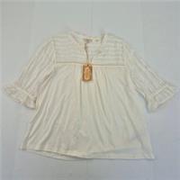 FAT FACE Blouse Top 12 White Women's Cotton Blend Elegant Boho Style