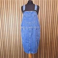 Fat Face Denim Dress Pinafore UK 18 Mid Blue Pockets Knee Length Dungaree - New - 18 Regular