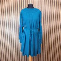 Fat Face Hove Dress Teal Green UK 16 Knee Length Long Sleeve Tie Waist - New - 16 Regular