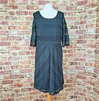 Fat Face Dress Green 14 Lucy Chevron Lace Knee Length 3/4 Sleeve - New - 14 Regular