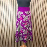 FatFace Saipan Skirt UK 14 Purple Floral Tropical Print Cotton Midi Wrap Style - 14 Regular